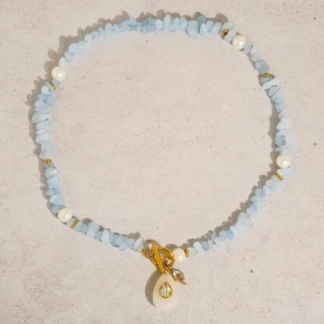 Cercey 18K Gold Non-Tarnish Stone Charm Necklace