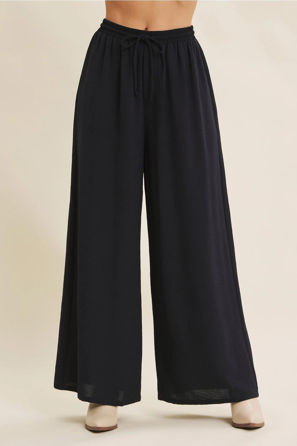 High-Waist Wide-Leg Flowy Pants With Elastic Band