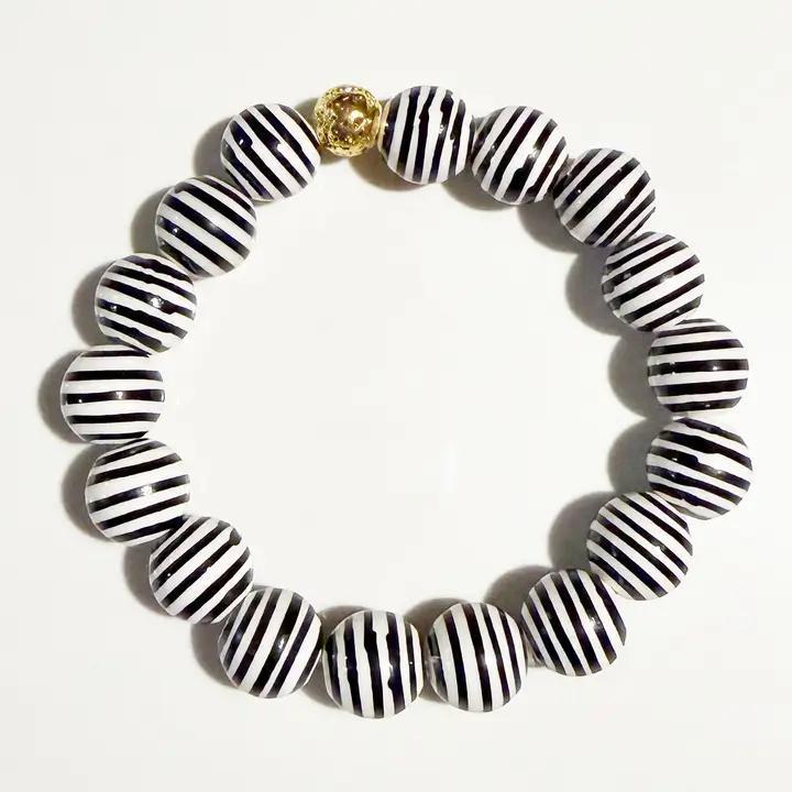 Glass Chinoiserie Bead Stretch Bracelet