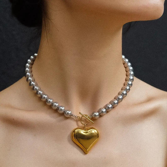 Raissa Two Tone Heart Necklace