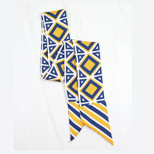 Barrett Tile Skinny Scarf Navy Gold