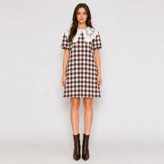 Olivia Cotton Gingham Check Mini Dress