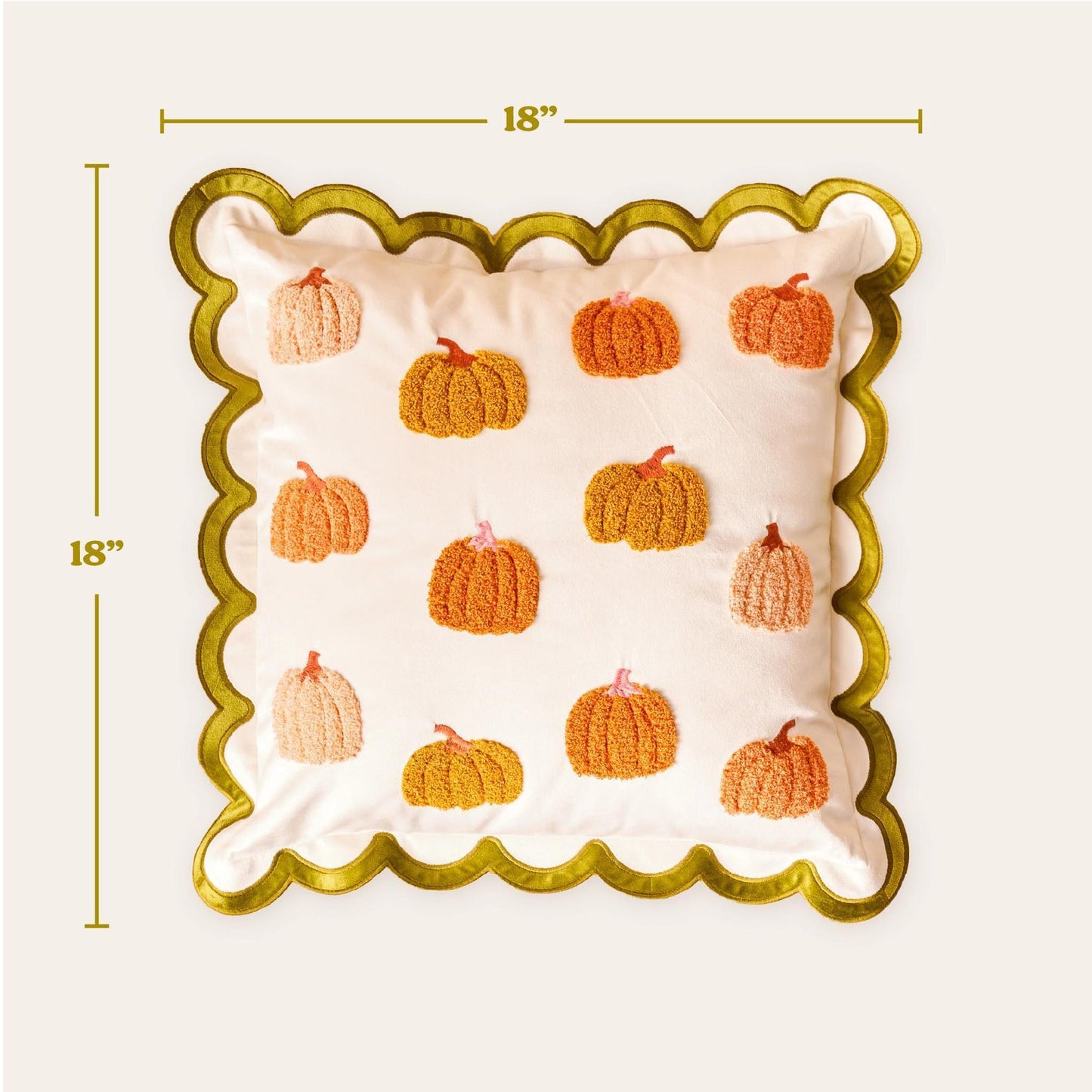 Scalloped Square Throw Pillow - Pumpkin Patch