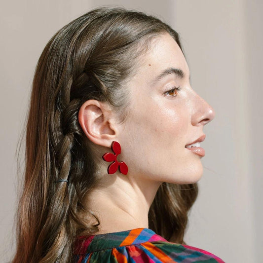 Burgundy Petal Earrings