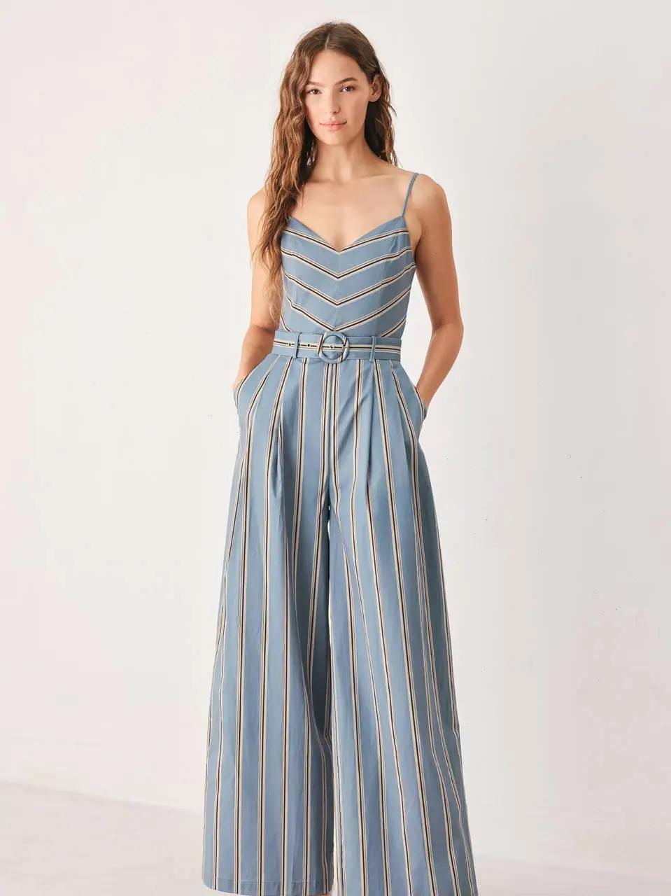A Striped Woven Jumpsuit