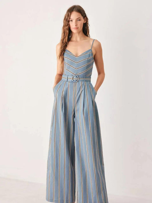 A Striped Woven Jumpsuit