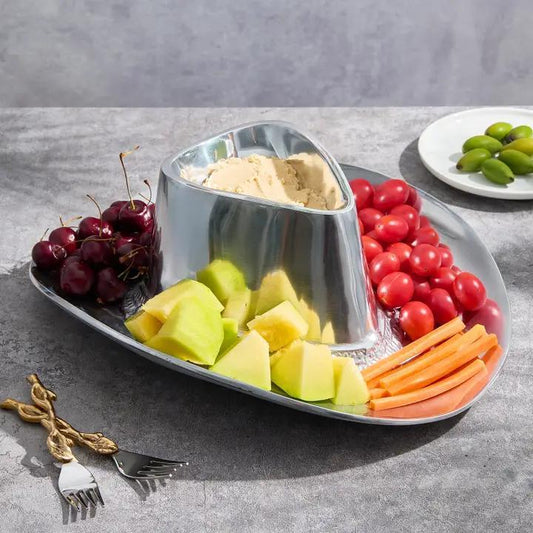 Cowboy Hat Chip and Dip Serving Snack Bowl, Silver Brass