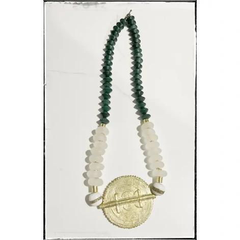 Brass Baule Pendant Necklace w/ Wood