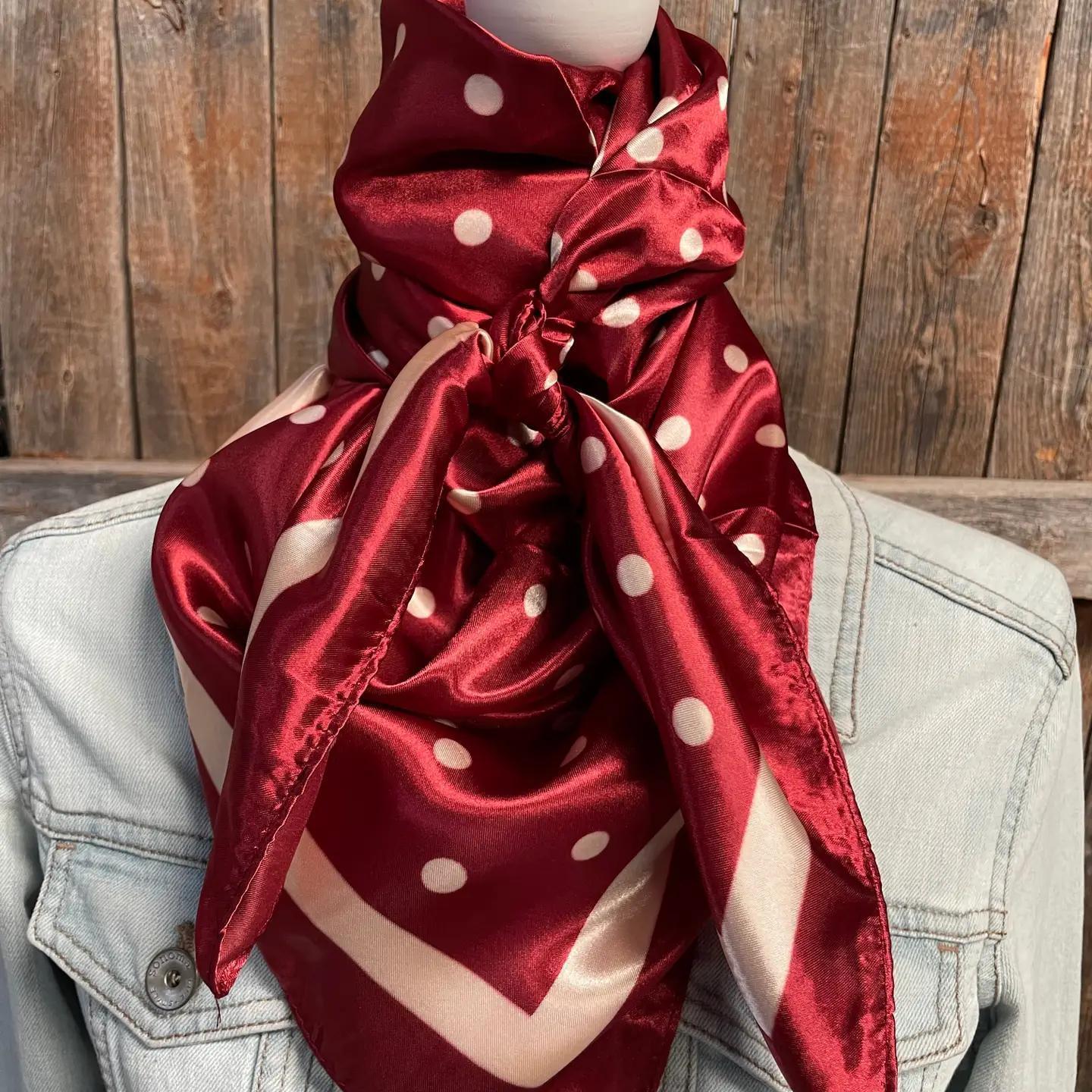 35X35" Burgundy Polka Dot Wild Rag