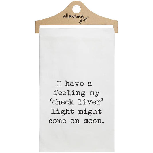 White Check Liver Light Sassy Funny Snarky Kitchen Tea Towel