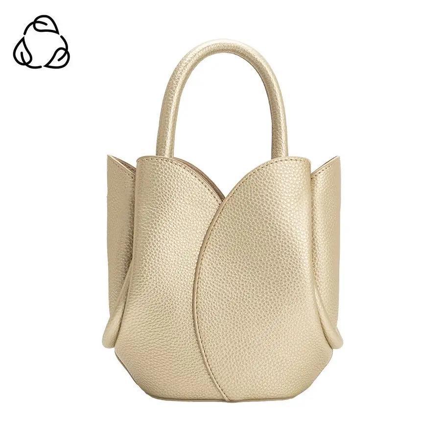 Tulip Mini Mtl Gold Recycled Vegan Leather Top Handle Bag