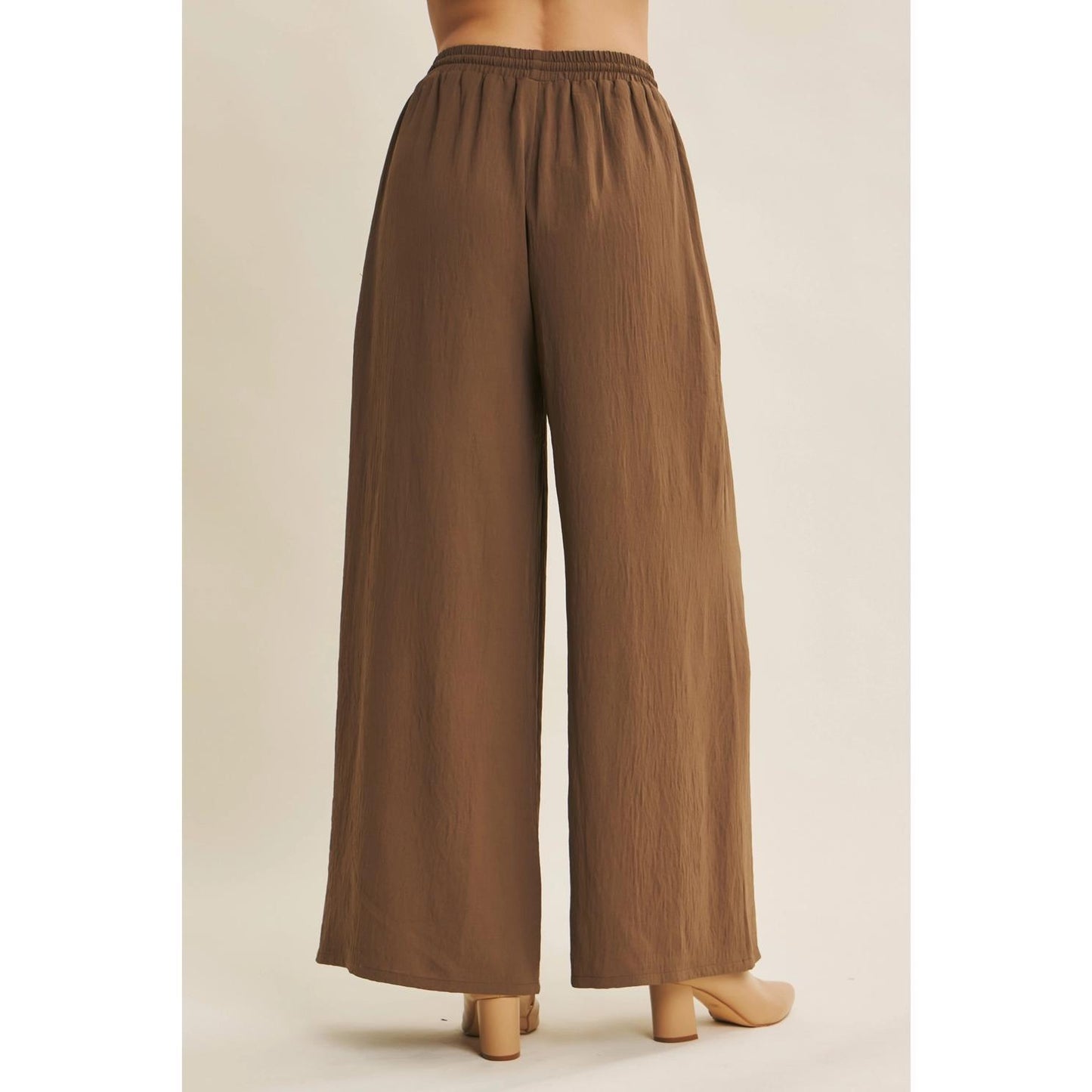 High-Waist Wide-Leg Flowy Pants With Elastic Band