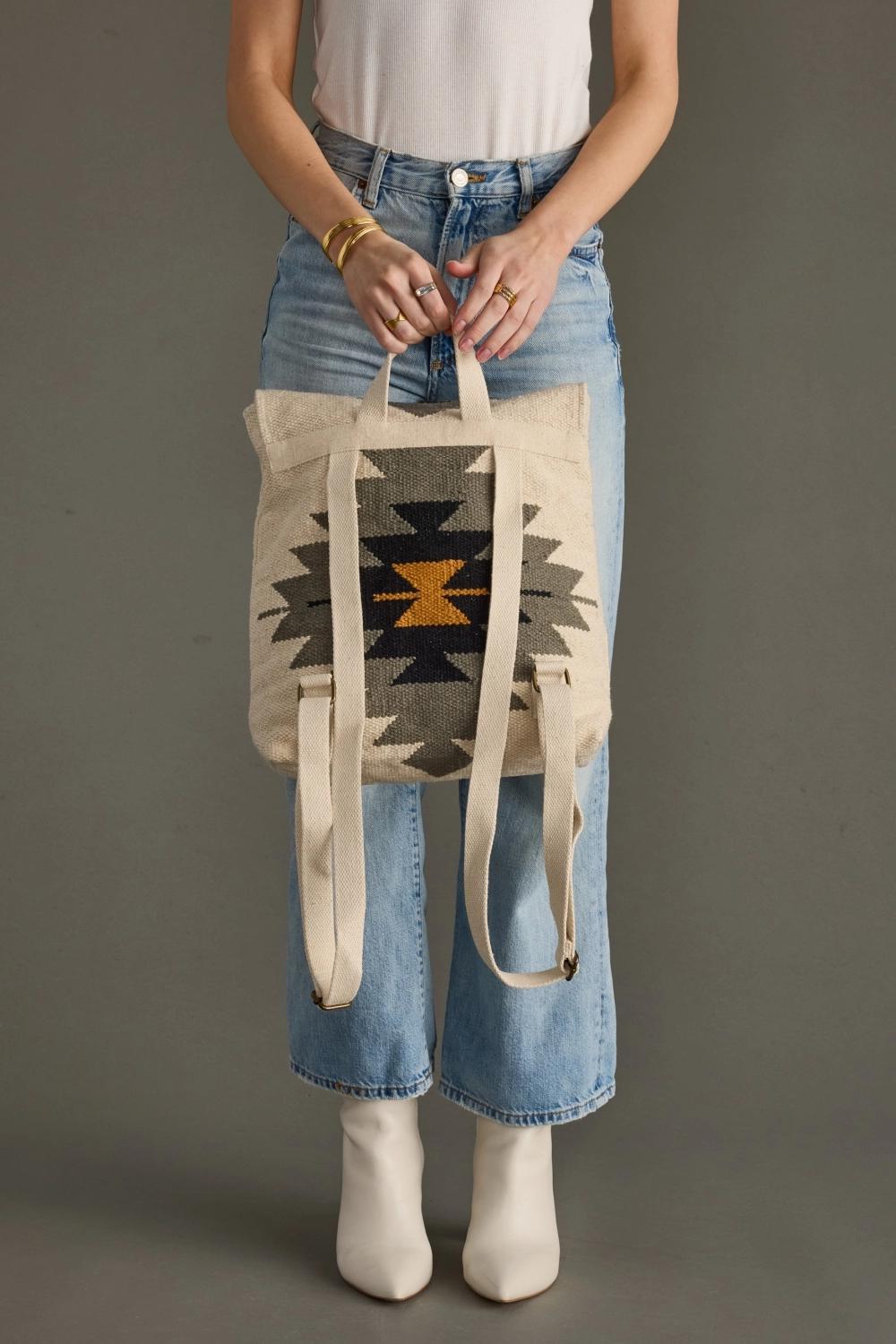 Cream, Slate, Black & Mustard Western Backpack