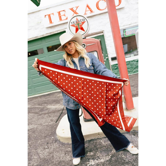 35X35" Burgundy Polka Dot Wild Rag