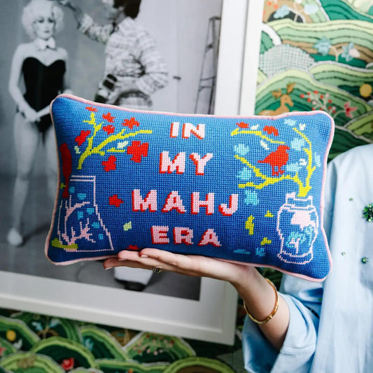 In My Mahj Era Needlepoint Pillow